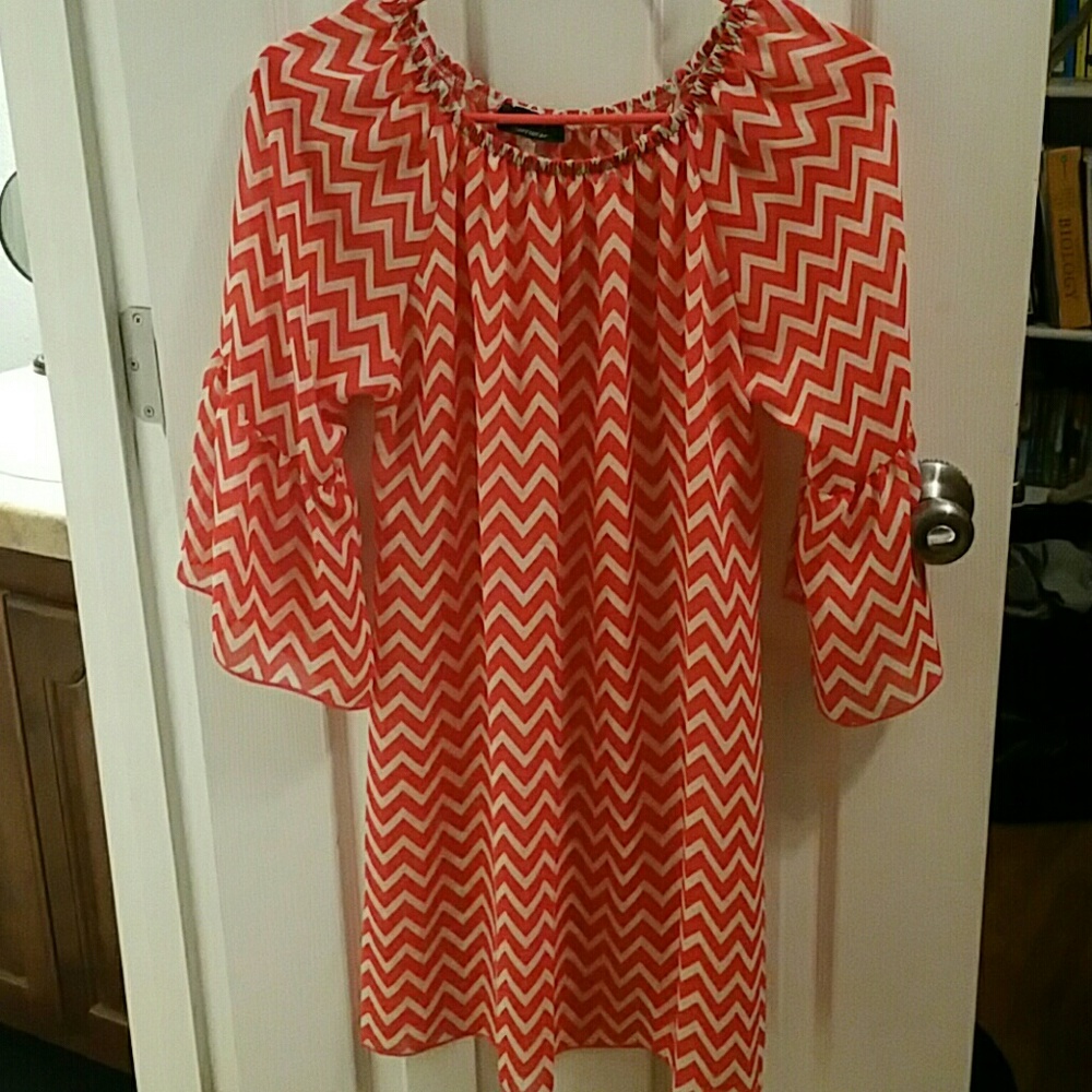 Red and white chevron dress/tunic
